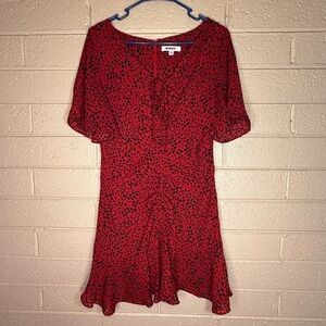 BB Dakota Red and Black Animal Print Dress